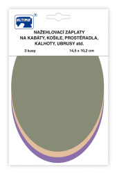 Nažehľovacie záplaty jednofarebné ovály 3 ks - sv.khaki režná fialová